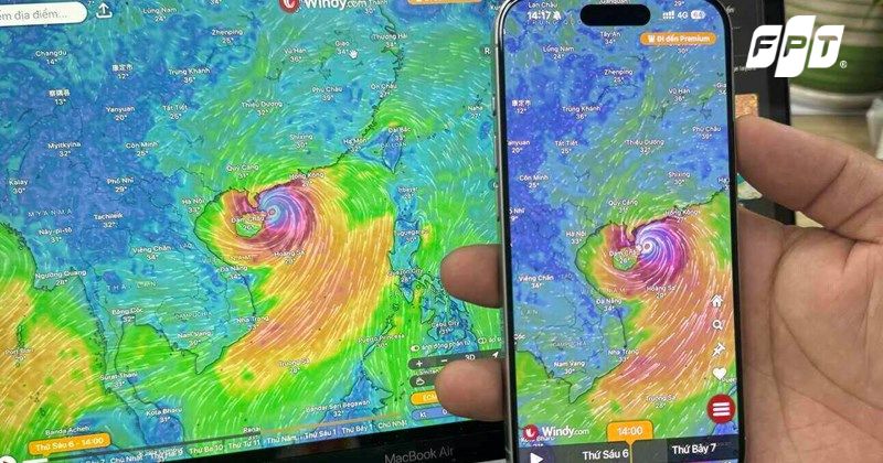 Cách sử dụng ứng dụng Windy theo dõi bão Wipha hiệu quả