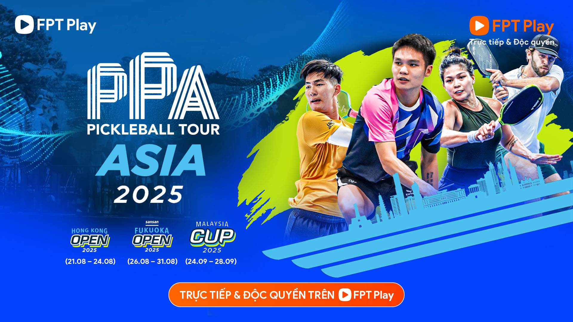 FPT Play chiếu độc quyền 3 giải lớn trong hệ thống PPA Pickleball Tour Asia 2025
