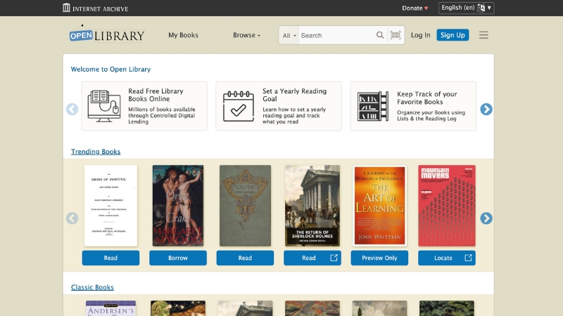 Open Library - đọc sách online
