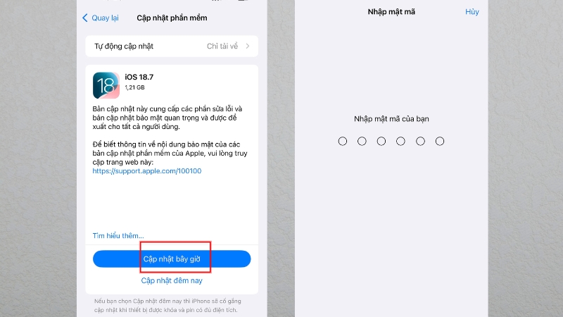 Chọn thời gian cập nhật iOS cho iPhone