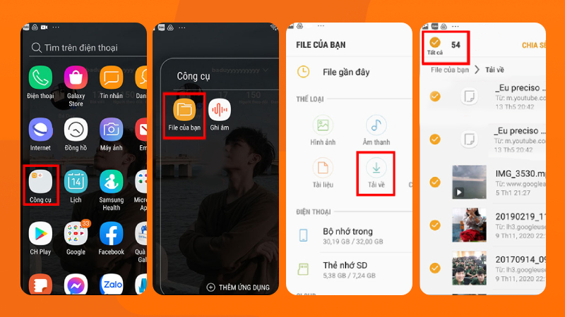 Các bước chọn dữ liệu cần chuyển từ Android cũ
