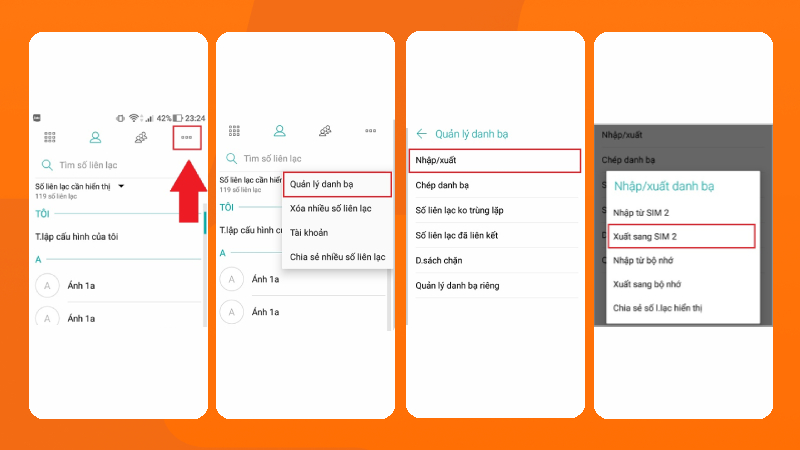 Các bước chuyển dữ liệu danh bạ sang SIM điện thoại