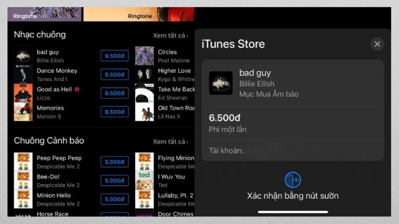 Mua nhạc chuông từ iTunes Store