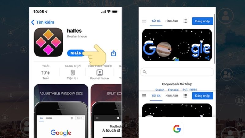 Dùng Halfes để chia đôi màn hình iPhone