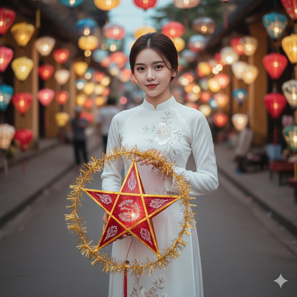 Dùng AI tạo hình ảnh Trung thu với nhiều đèn lồng ngôi sao rực rỡ