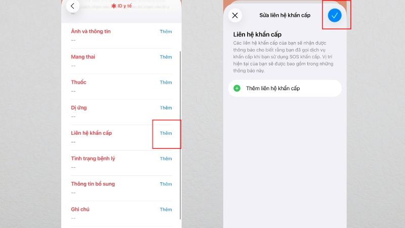 Chọn Thêm liên hệ khẩn cấp