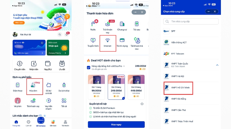 Thanh toán cước VNPT bằng Zalo Pay