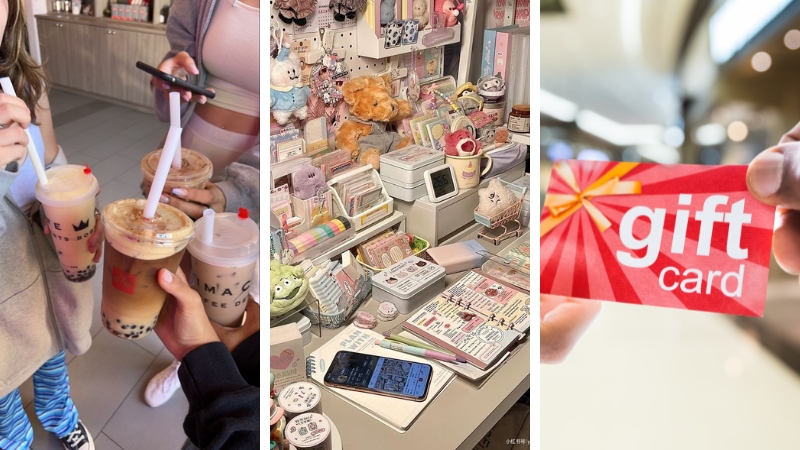 Trà sữa đồ lưu niệm và gift card chiều lòng mọi cô gái