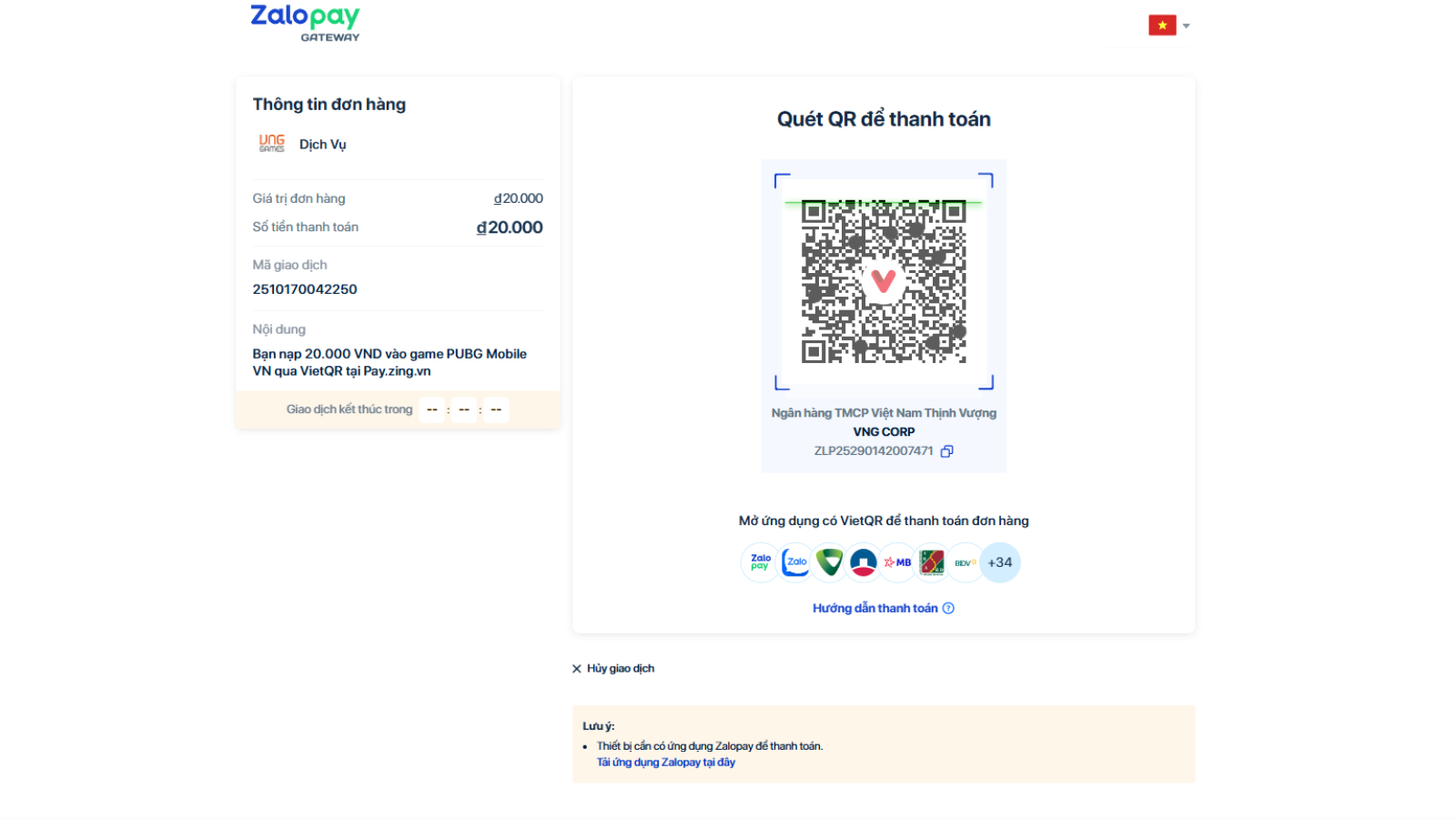 Quét mã QR để thanh toán