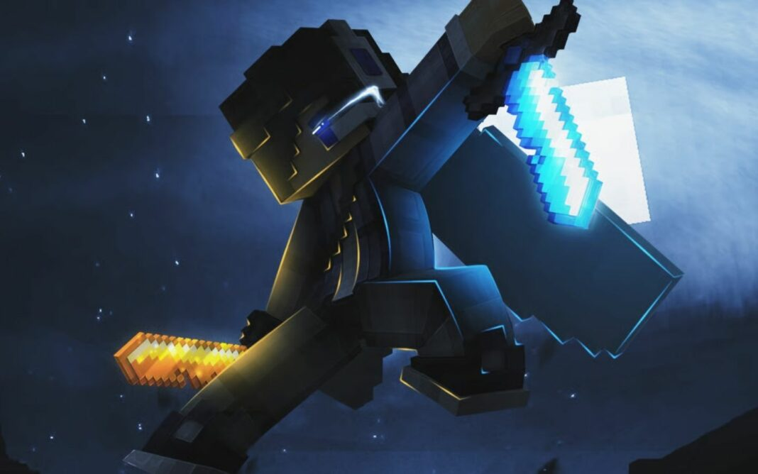 Chiến binh Minecraft với lưỡi gươm đầy uy lực
