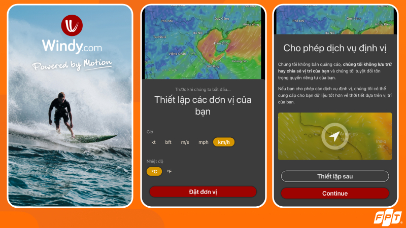 Thiết lập các thông tin cho app Windy