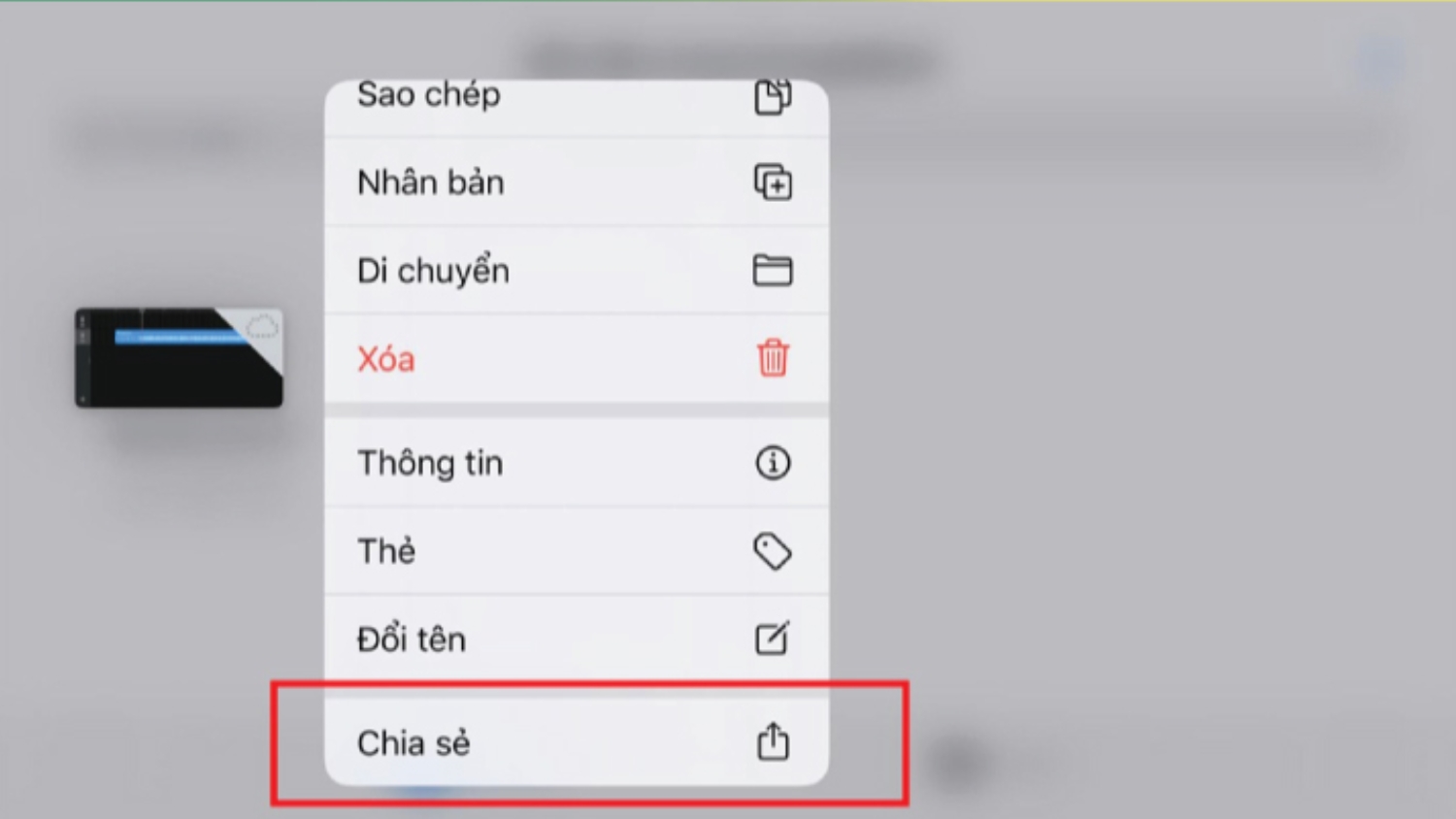 Nhấn giữ bài hát, chọn