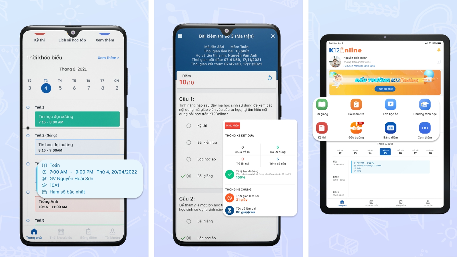 K12Online: lịch học, kiểm tra, điểm số – tất cả gói gọn trên app