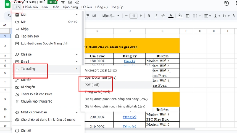 Thực hiện xuất PDF