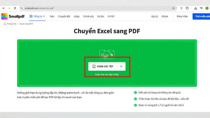 Kéo thả file Excel vào đây