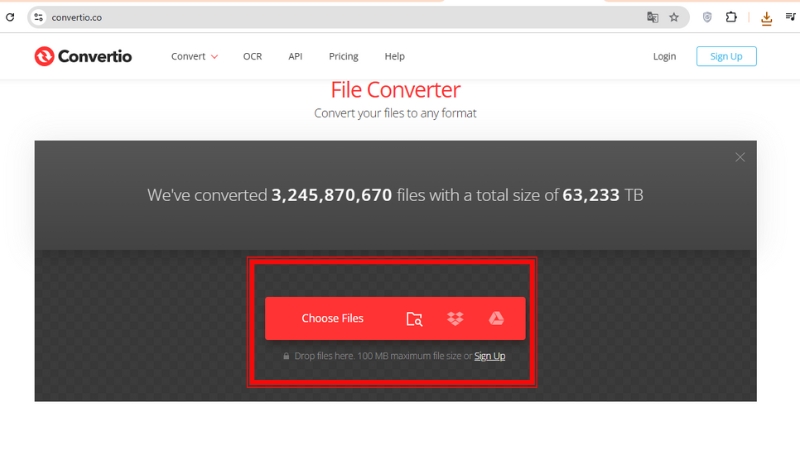 Nhấp vào Choose Files