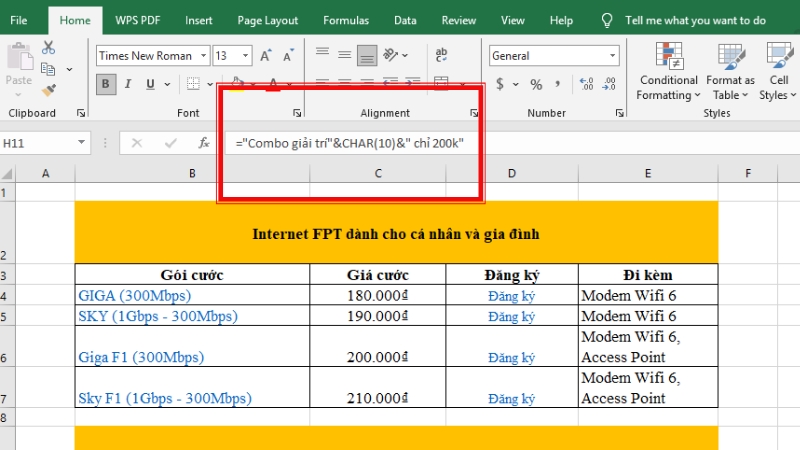 Nhập công thức rồi bấm Enter