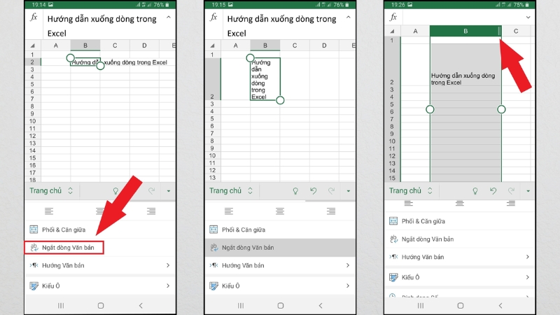 Thực hiện xuống dòng Excel trên điện thoại