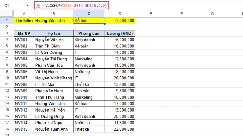 Cách dùng hàm VLOOKUP trong Excel dễ hiểu, chi tiết từng bước