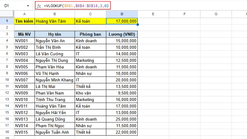 Cách dùng hàm VLOOKUP trong Excel dễ hiểu, chi tiết từng bước