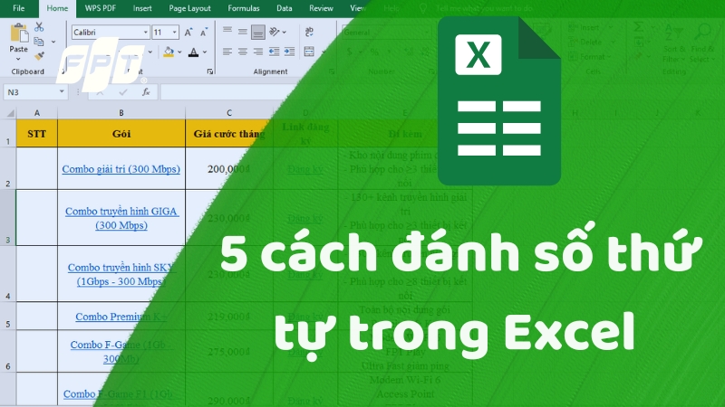 5 cách đánh số thứ tự trong Excel tự động nhanh và chính xác