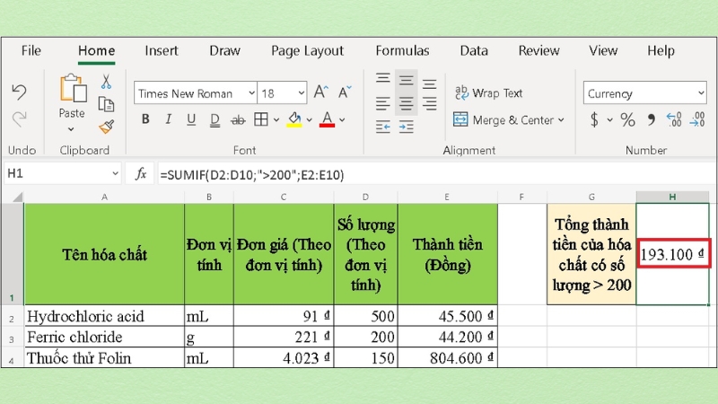 Nhấn phím Enter để hiển thị kết quả