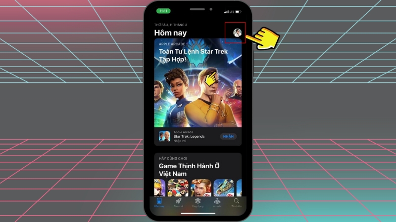 Nhấn vào biểu tượng tài khoản cá nhân