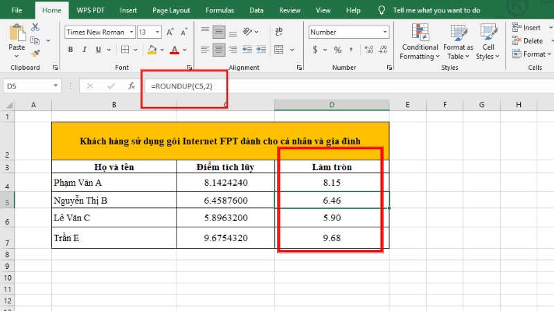 Hàm ROUNDUP khi Num_digits > 0