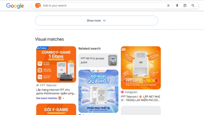 Kết quả hiển thị