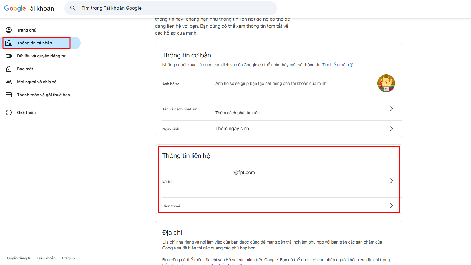 Cách thêm các phương thức liên hệ dự phòng