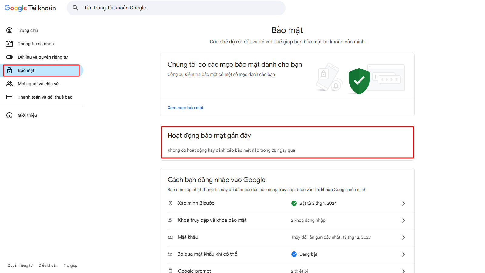 Các bước xem lịch sử hoạt động của tài khoản Google