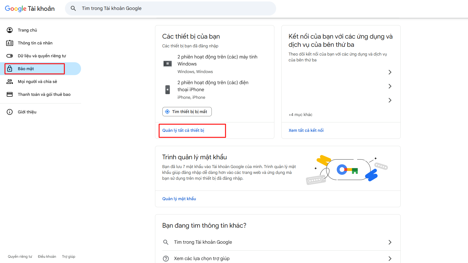 Các bước kiểm tra thiết bị đang đăng nhập tài khoản Google
