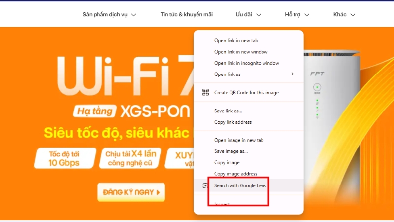 Nhấn vào tìm kiếm hình ảnh trên Google