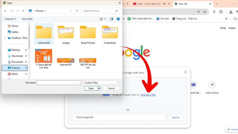 Kéo thả ảnh vào ô tìm kiếm