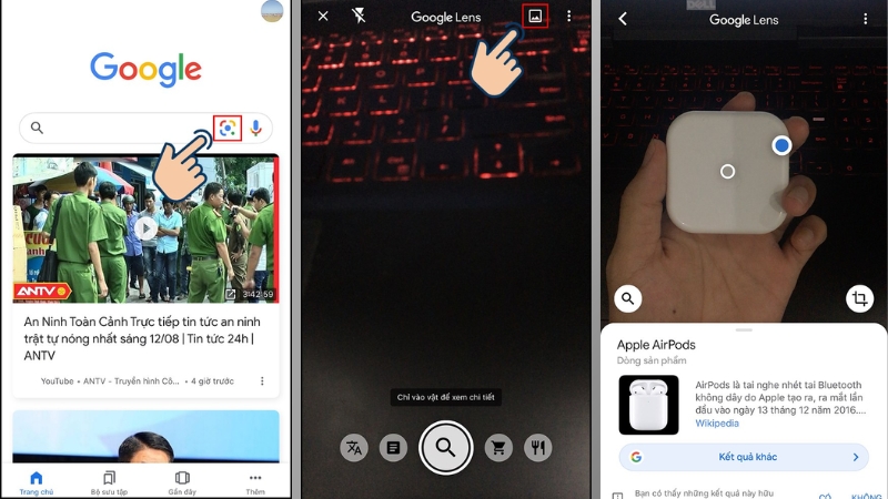 Các bước tìm kiếm bằng Google ống kính