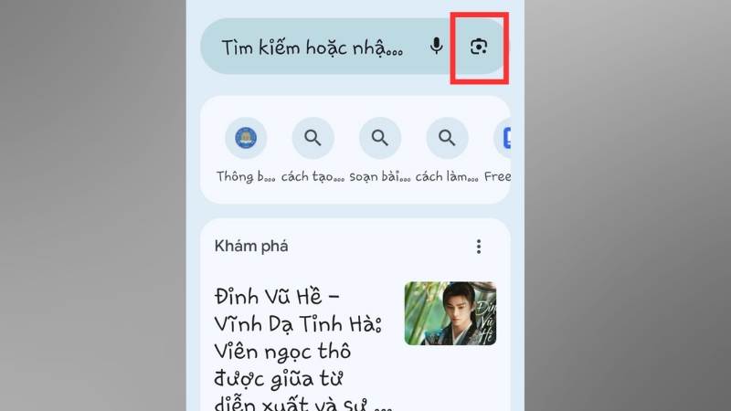 Chọn biểu tượng máy ảnh để bắt đầu