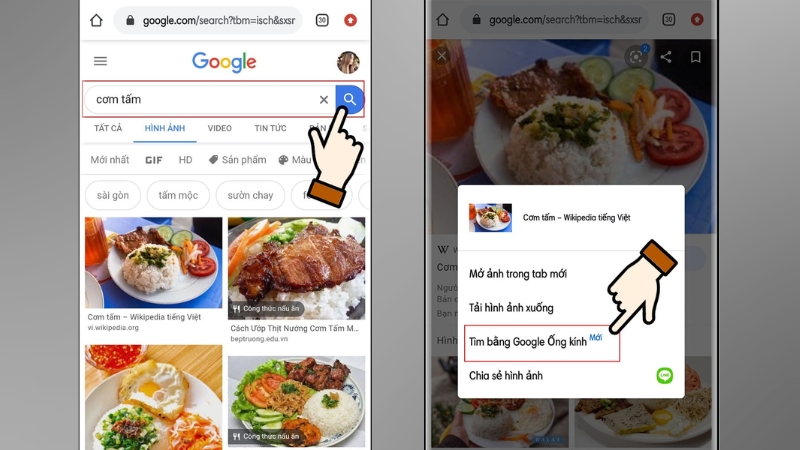 Chọn biểu tượng Google Lens