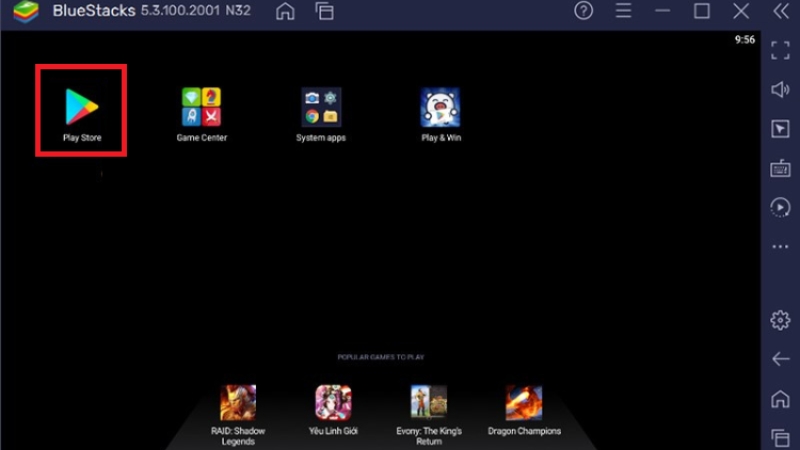 Chọn CH PLay trong phần mềm giả lập BlueStacks