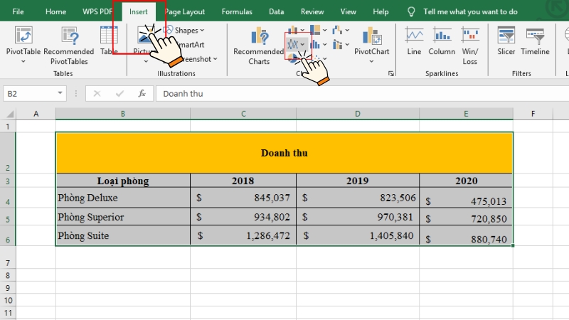 Chọn dạng biểu đồ đường