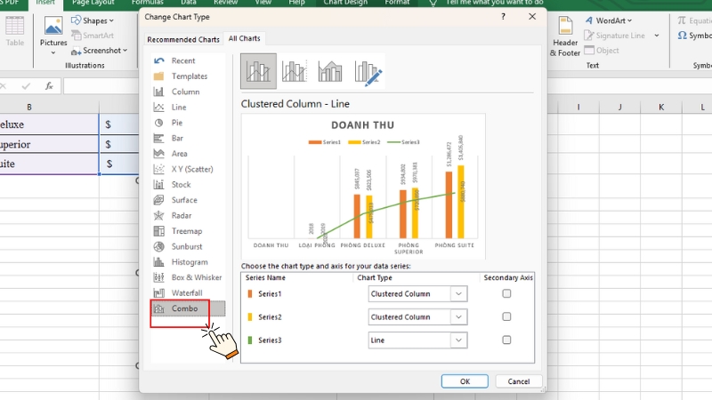 Vẽ kết hợp nhiều loại biểu đồ