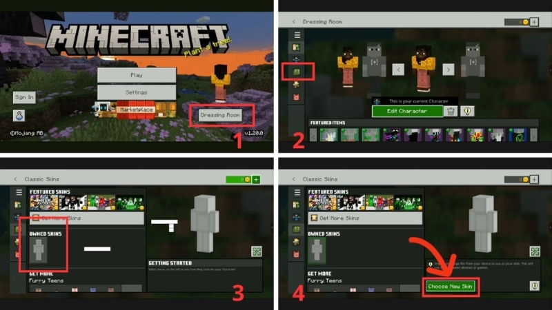 Các bước đổi skin Minecraft trên điện thoại