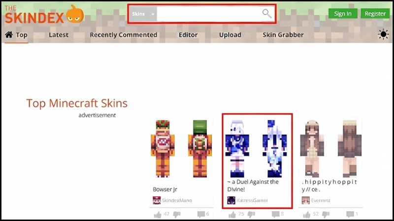 Tìm skin mong muốn