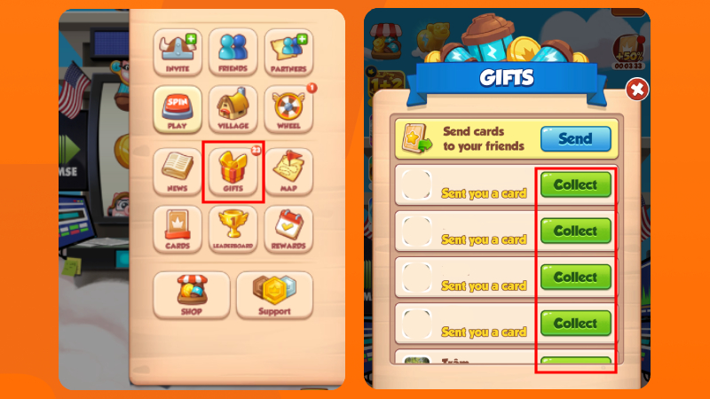 Cách nhận spin và xu Coin Master từ bạn bè