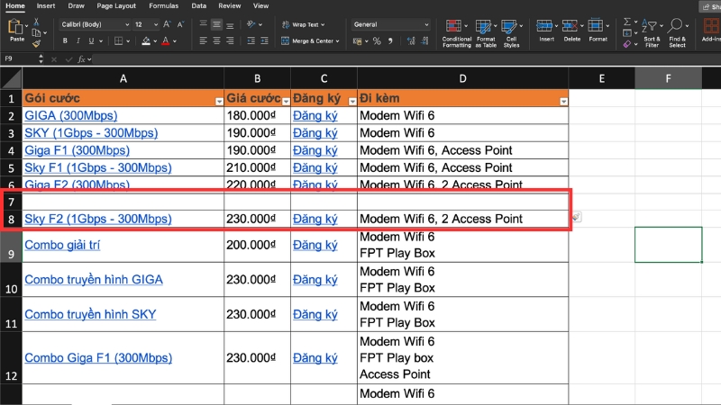 Chọn Insert Table Rows Above để thêm dòng
