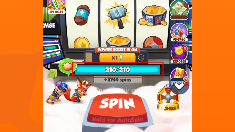 Cột spin miễn phí sẽ đầy sau 10 giờ