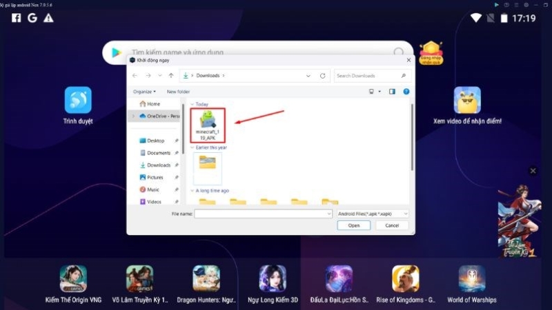 Chọn file Minecraft PE vừa tải