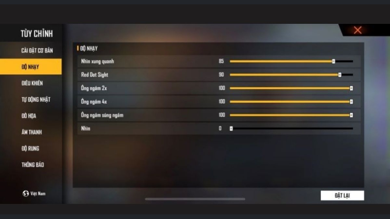 Độ nhạy FF gợi ý cho điện thoại iPhone
