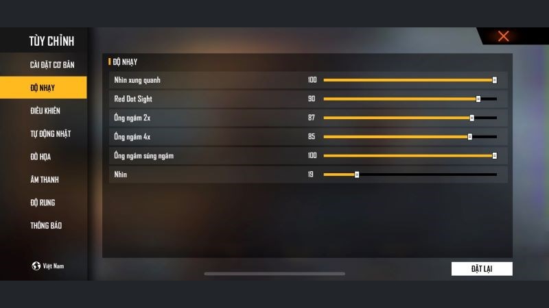 Độ nhạy FF gợi ý cho điện thoại Xiaomi