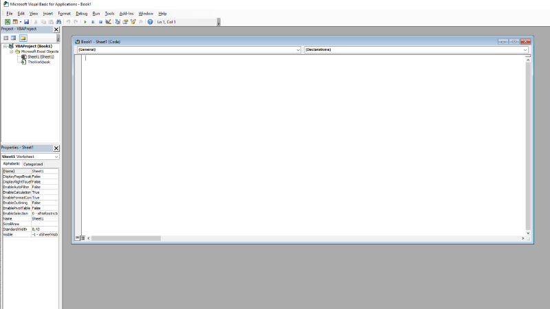 Giao diện của soạn thảo VBA Excel