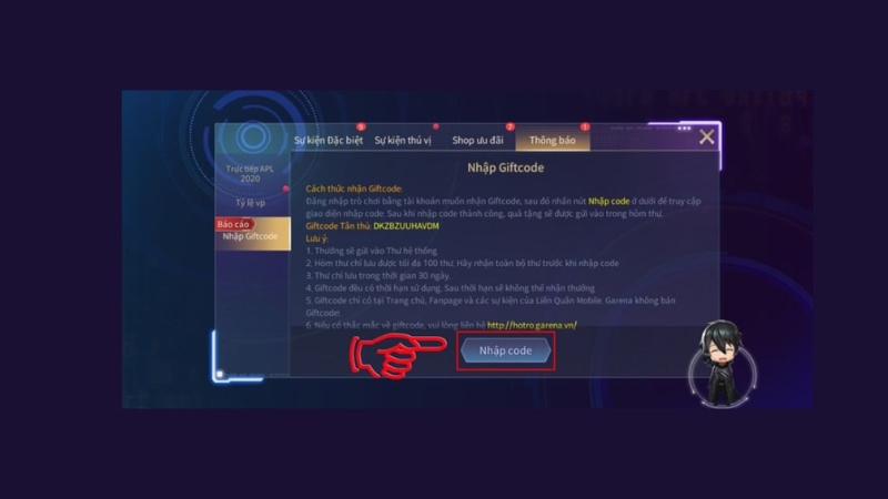 Cách nhập giftcode Liên Quân trên điện thoại Android